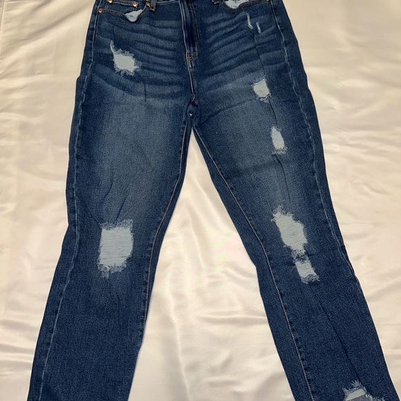 Guess Denim - Guess Dark Blue Distressed Straight Leg Jeans